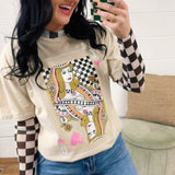 Queen Of Hearts Oversized Tee - Mineral Oatmeal