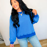 Striped Drop Shoulder Sweatshirt - Blue/Navy
