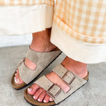 Birkenstock Arizona Soft Footbed Suede Leather Sandal - Taupe - Lace and Grace Boutique
