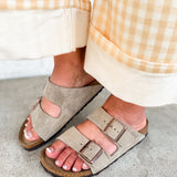 Birkenstock Arizona Soft Footbed Suede Leather Sandal - Taupe - Lace and Grace Boutique
