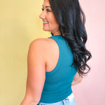 Crewneck Ribbed Tank Top - Teal - Lace and Grace Boutique