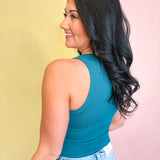 Crewneck Ribbed Tank Top - Teal - Lace and Grace Boutique