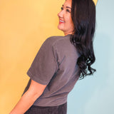 Here For The Red Legs Tee - Charcoal - Lace and Grace Boutique