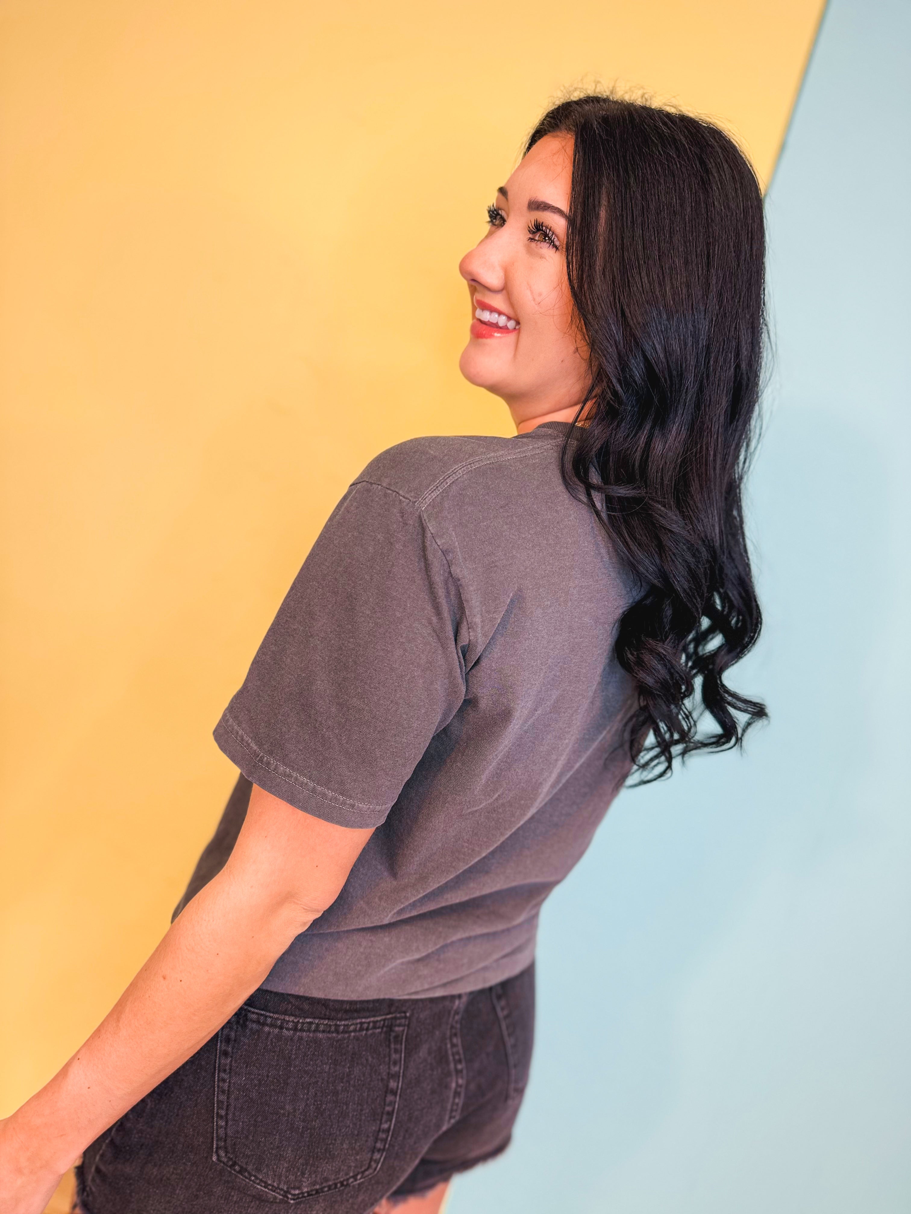 Here For The Red Legs Tee - Charcoal - Lace and Grace Boutique