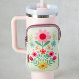 Natural Life Water Bottle Pouch - Cream Folk Floral