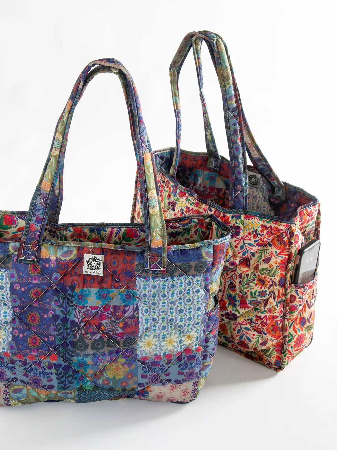 Natural Life Reversible Puffy Tote - Mandala - Lace and Grace Boutique