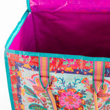 Natural Life Rolling Tote - Red Folk Flower