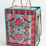Natural Life Rolling Tote - Red Folk Flower