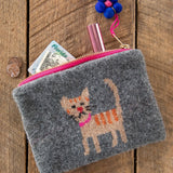 Natural Life Intarsia Sweater Pouch - Charcoal Cat