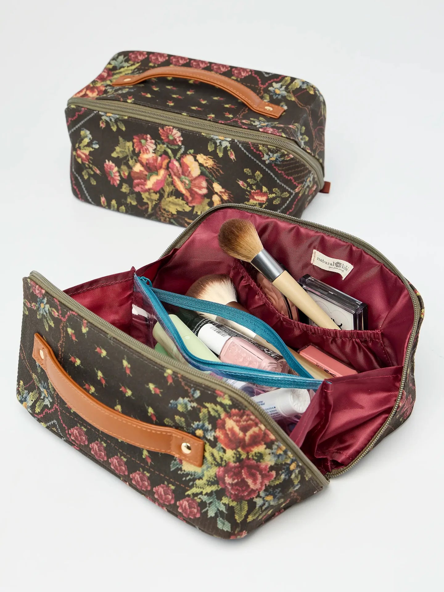 Natural Life Travel Cosmetic Organizer - Crafted Bouquets Chocolate - Lace and Grace Boutique