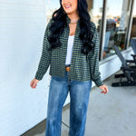 Plaid Printed Soft Button Up Cropped Woven Shirt - Ember - Lace and Grace Boutique