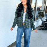 Plaid Printed Soft Button Up Cropped Woven Shirt - Ember - Lace and Grace Boutique