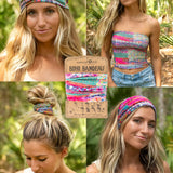 Natural Life Boho Bandeau - Pink Watercolor Patchwork
