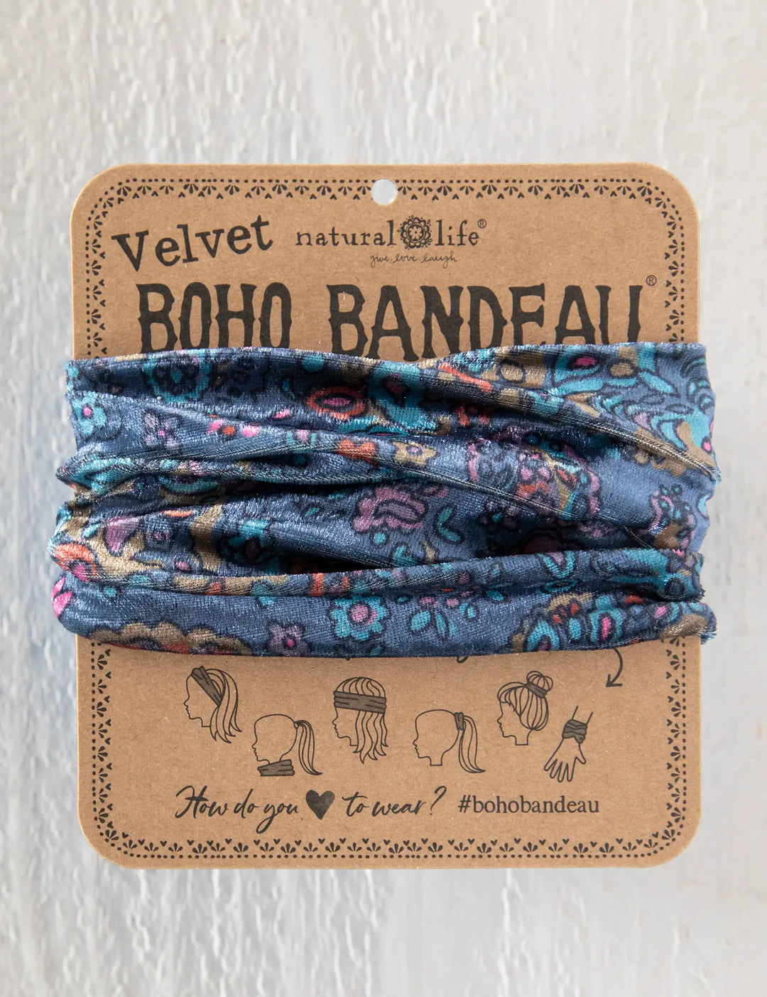 Natural Life Velvet Boho Bandeau - Retro Paisley Navy - Lace and Grace Boutique