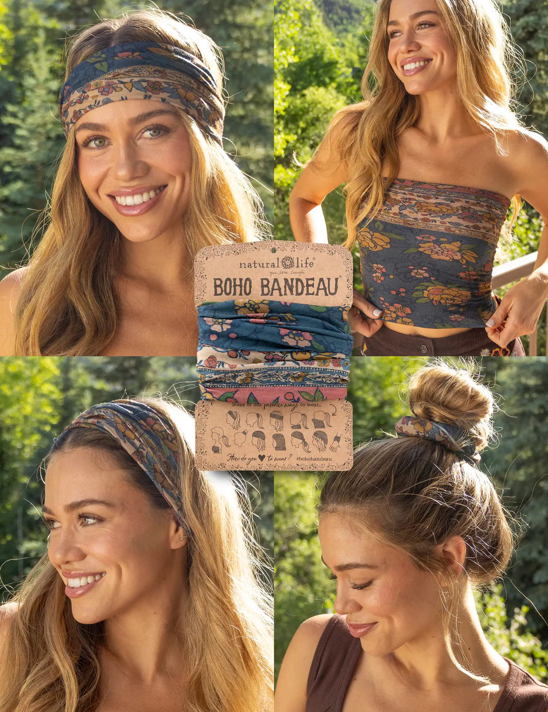 Natural Life Boho Bandeau - Blue Riviera Floral - Lace and Grace Boutique