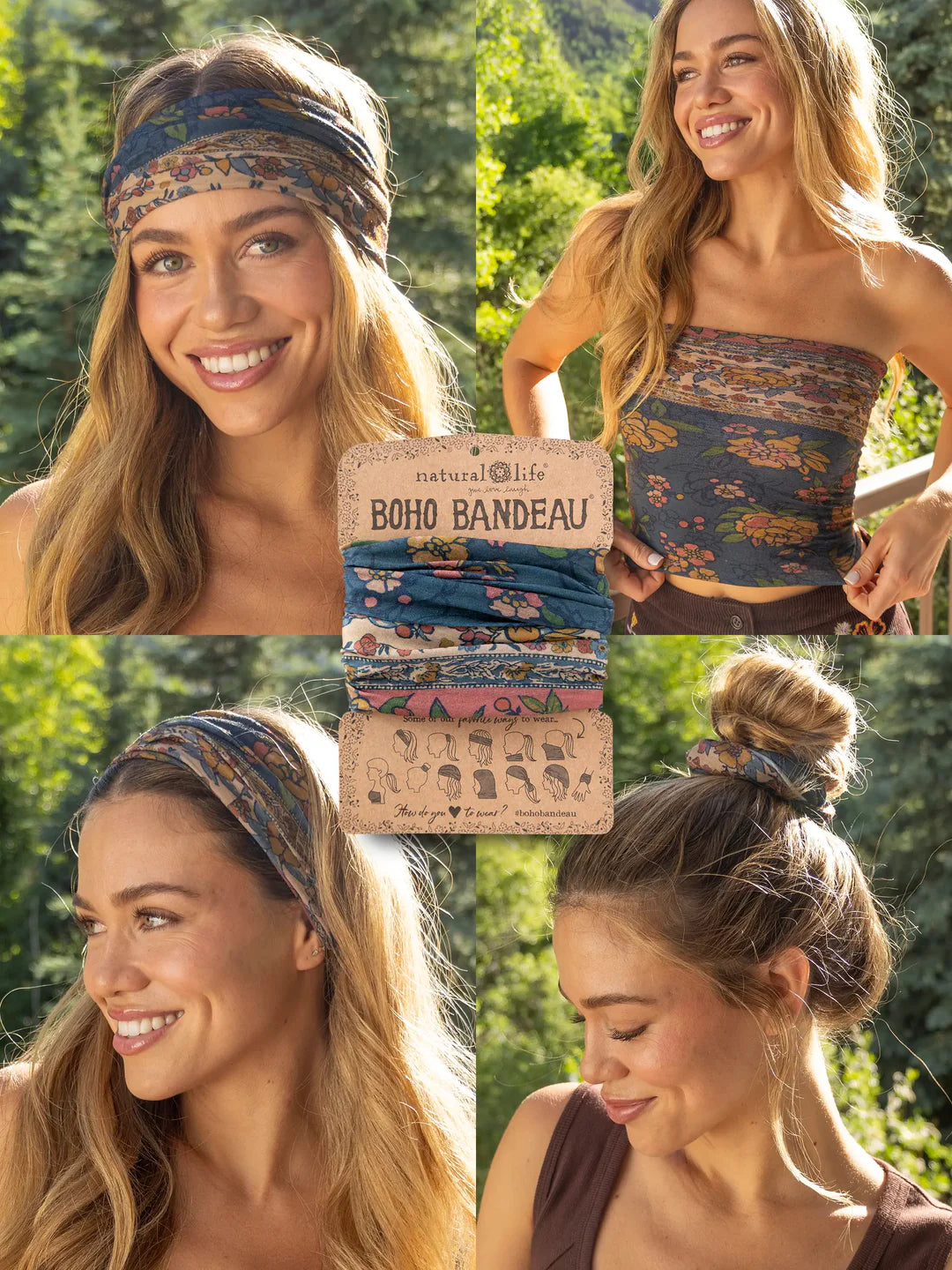 Natural Life Boho Bandeau - Blue Riviera Floral - Lace and Grace Boutique