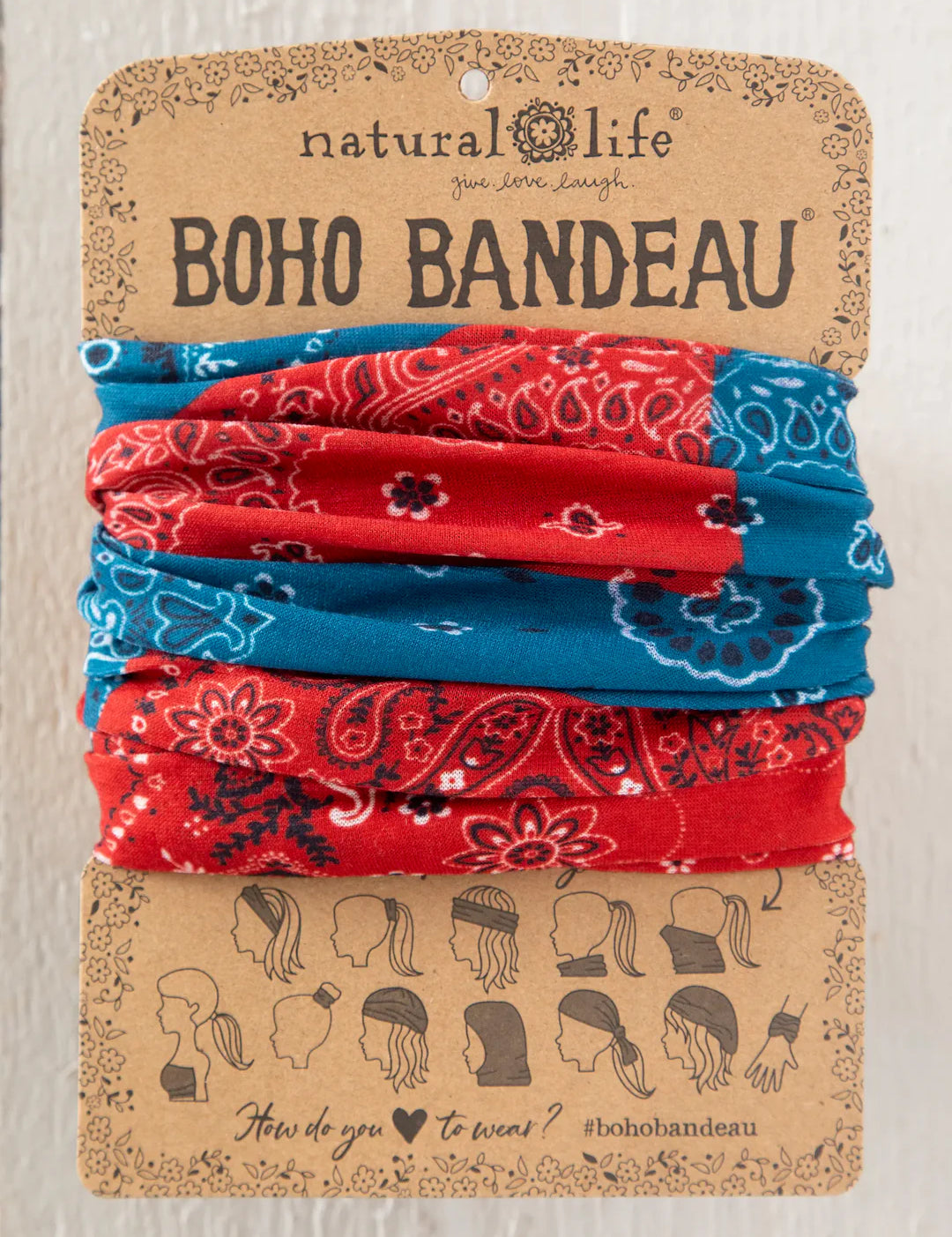 Natural Life Boho Bandeau - Bandana Patchwork Red - Lace and Grace Boutique
