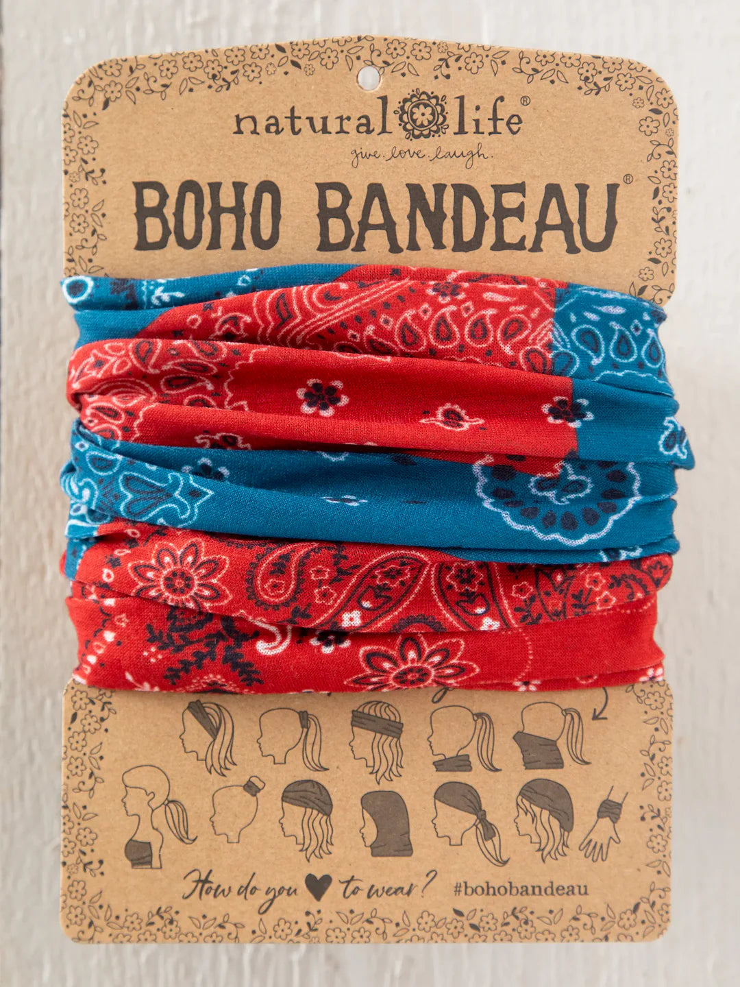 Natural Life Boho Bandeau - Bandana Patchwork Red - Lace and Grace Boutique
