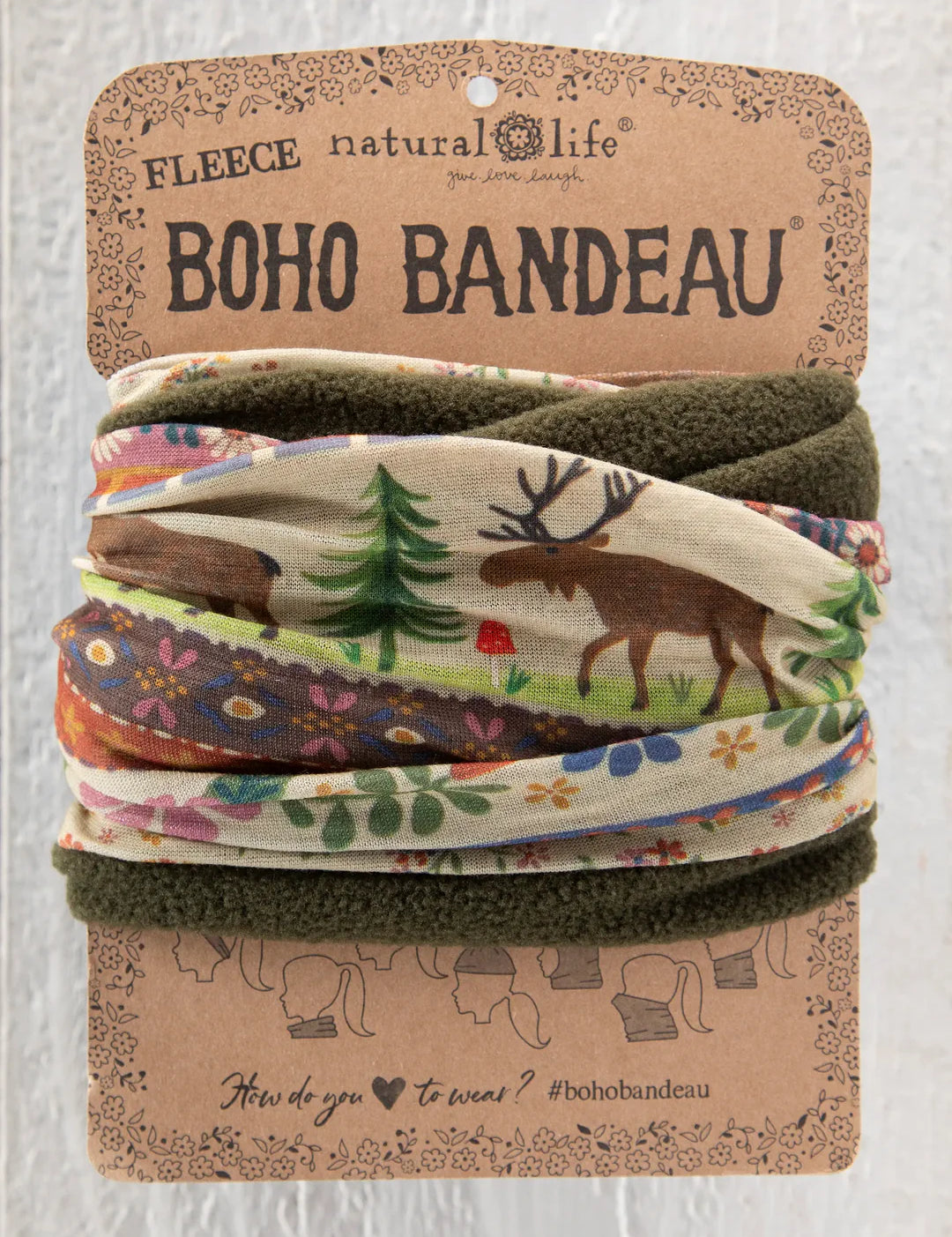 Natural Life Fleece Boho Bandeau - Moose Borders - Lace and Grace Boutique