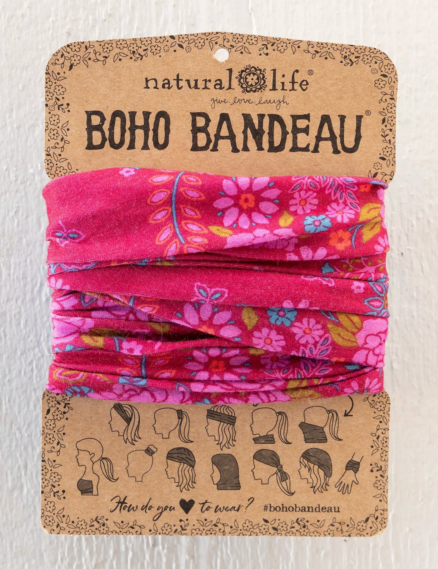 Natural Life Boho Bandeau - Merlot Floral Bandana - Lace and Grace Boutique