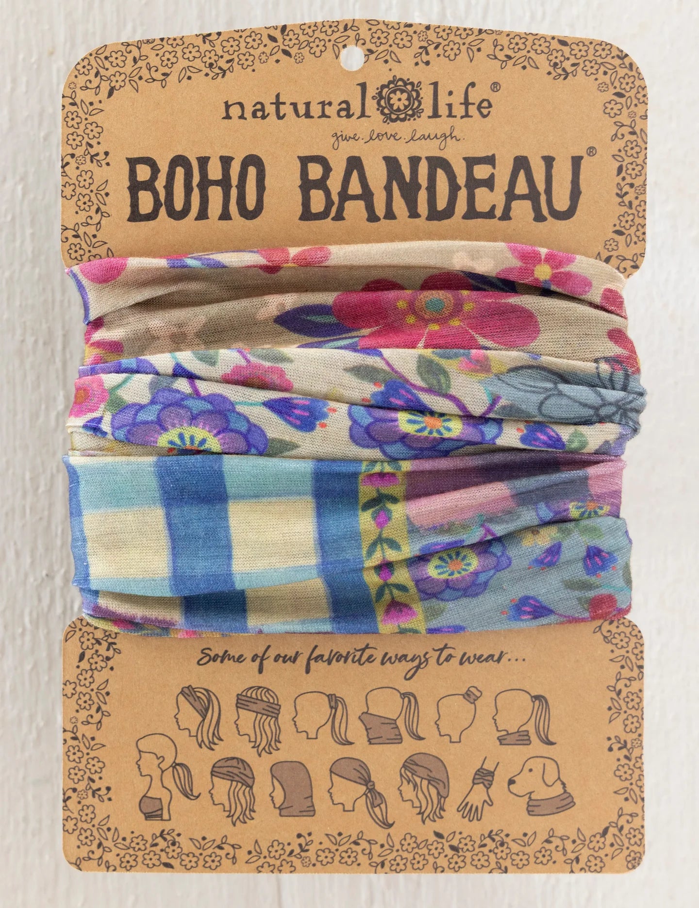 Natural Life Boho Bandeau - Gingham Floral Patchwork - Lace and Grace Boutique