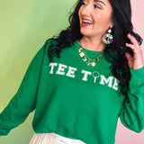 Tee Time Long Sleeve Knit Top - Green/White - Lace and Grace Boutique