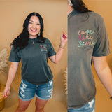 Love Like Jesus Embroidery Graphic Tee - Charcoal