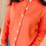 Raw Edge Neckline Button-Up Cardigan - Sunkist - Lace and Grace Boutique
