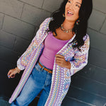 POL Granny Square Crochet Cardigan - White Multi - Lace and Grace Boutique
