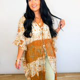 Oli & Hali Washed Print Lace Mix Duster - Copper