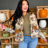 Vintage Floral Tapestry Corduroy Detail Jacket - Lace and Grace Boutique