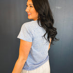 Local Raw Edge Heather Tee - Blue/White - Lace and Grace Boutique