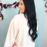 Gingham Bow Side Slit Pullover Top - Off White/Red - Lace and Grace Boutique