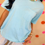 Washed Pocket Crewneck T-Shirt - Blue