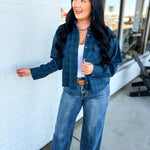 Plaid Raw Edge Cropped Button Up Shirt - Navy Combo - Lace and Grace Boutique