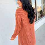 Solid Cable Knit Sleeve Knit Cardigan - Sunburn