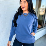 Pigment Dyed French Terry Pullover - Marlin - Lace and Grace Boutique