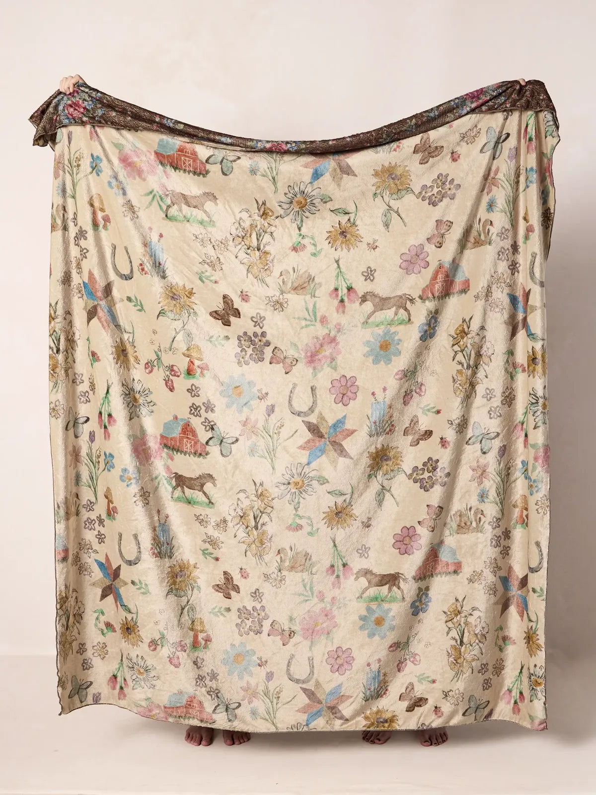 Natural Life XL Double-Sided Cozy Blanket - Farm Days - Lace and Grace Boutique