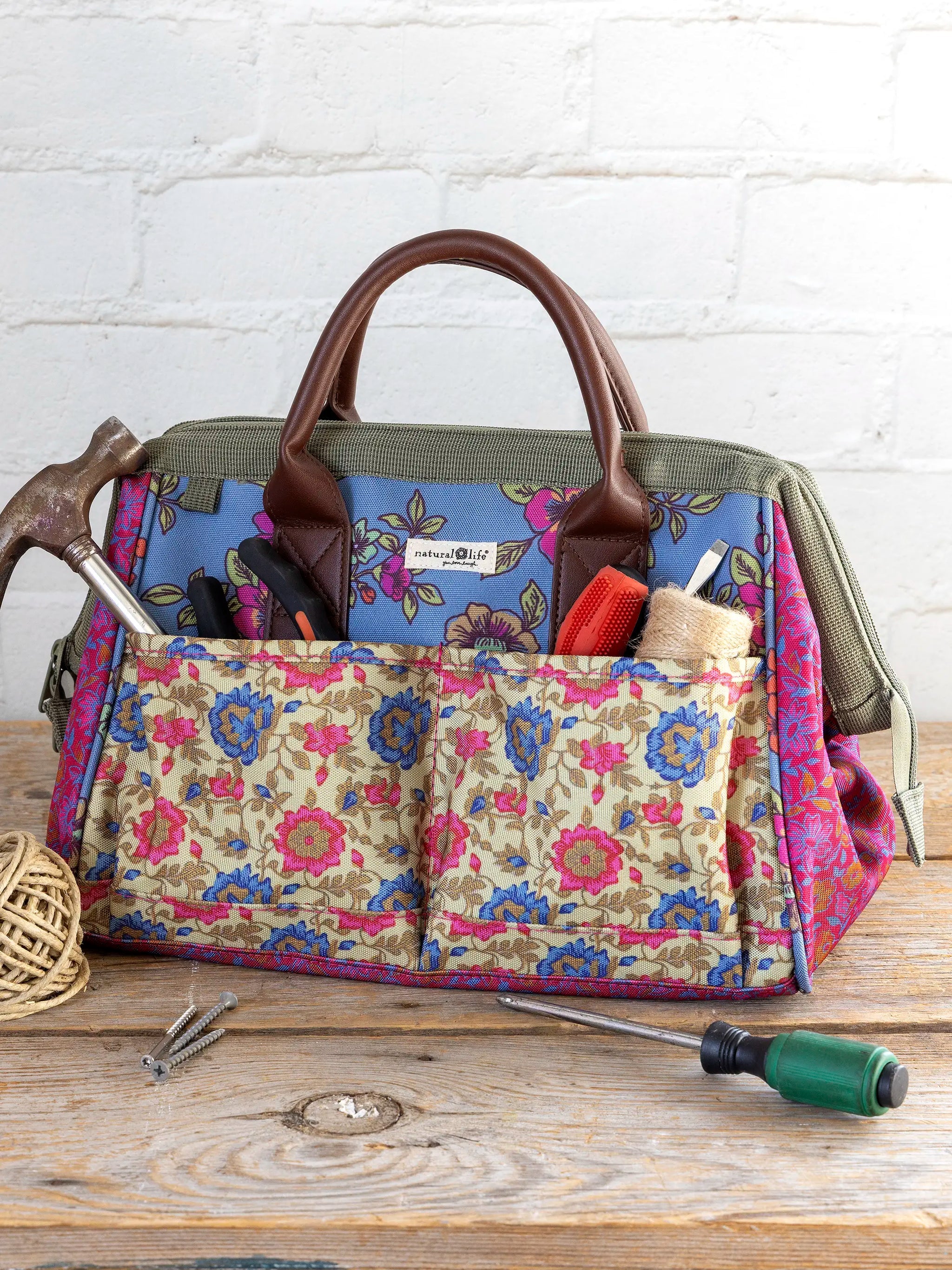 Natural Life Zip Up Tool Bag - Blue Enchanted Wildflowers - Lace and Grace Boutique