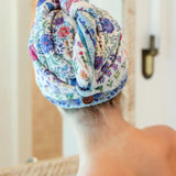 Natural Life Microfiber Hair Wrap - Dusty Blue Flowers