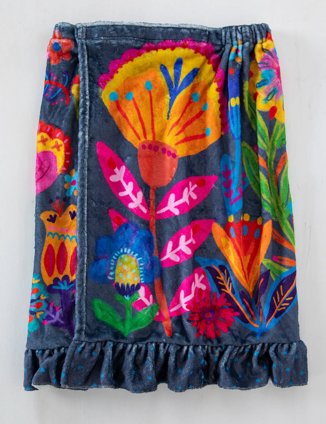 Natural Life Towel Wrap - Navy Folk Flower - Lace and Grace Boutique