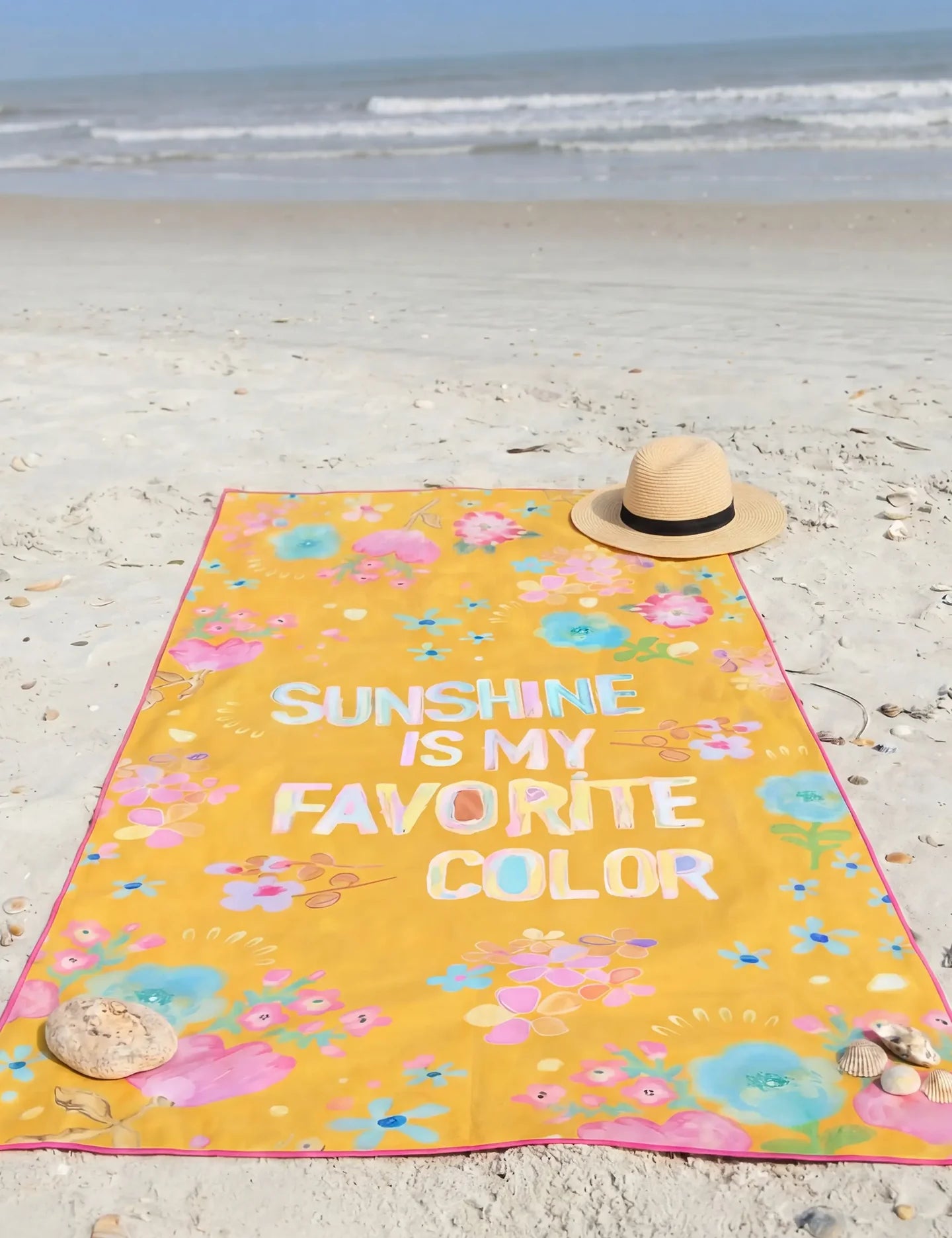 Natural Life Double-Sided Beach Towel - Sunshine Is My Favorite - Lace and Grace Boutique