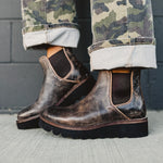 Black Lux Tan Rustic chelsea boots by Bedstu.