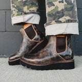 Black Lux Tan Rustic chelsea boots by Bedstu.