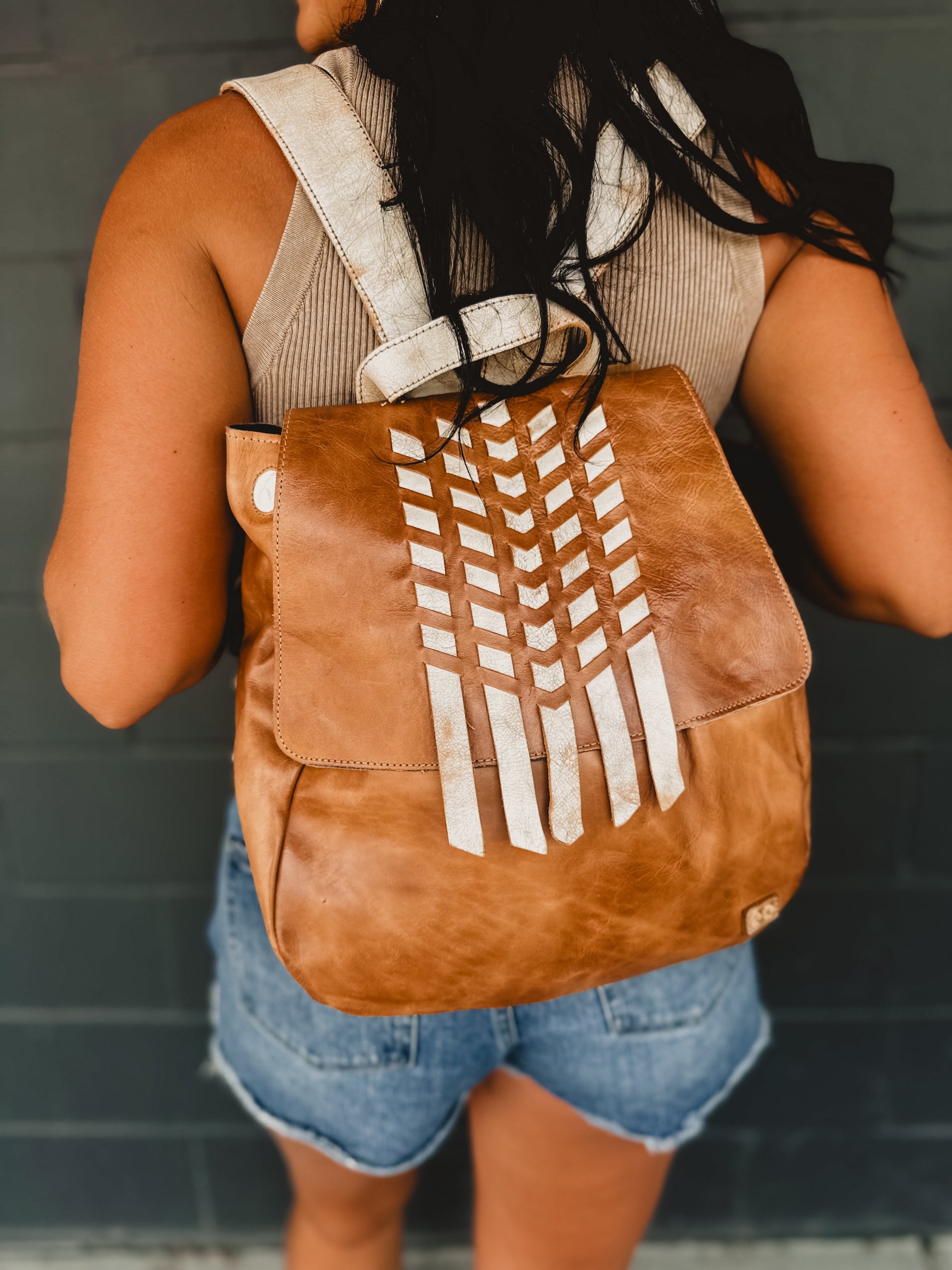 benny bee leather backpack Bed Stu Teji Tan Rustic Nectar Lux Backpack