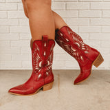 Britney Cut Out Western Boots - Ruby