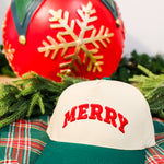 Merry embroidered two-tone baseball cap.