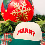 Merry embroidered two-tone baseball cap.