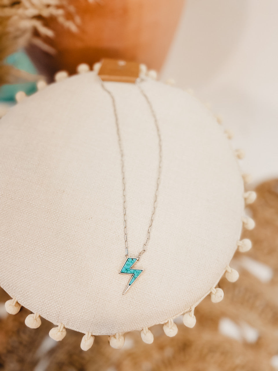 Turquoise Lightning Bolt Necklace - Lace and Grace Boutique