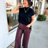 Mock Neck Short Sleeve Knit Sweater Top - Black